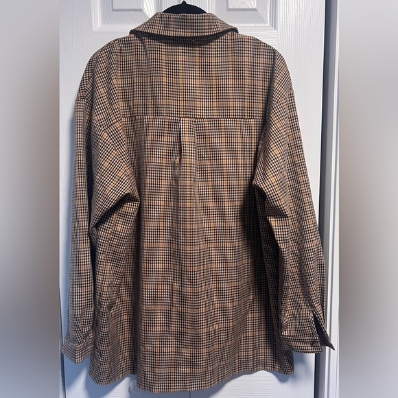 Princess Polly Willa Plaid Oversized Brown Button Up Long Sleeved Shirt - Picture 4 of 4